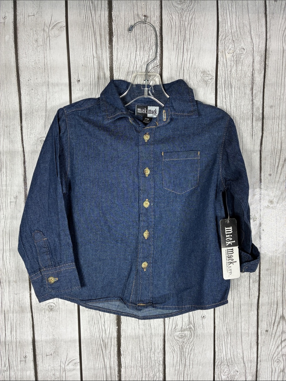 Mick Mack LTD Boys' Navy Blue Denim Button-Up Shirt Size 24M